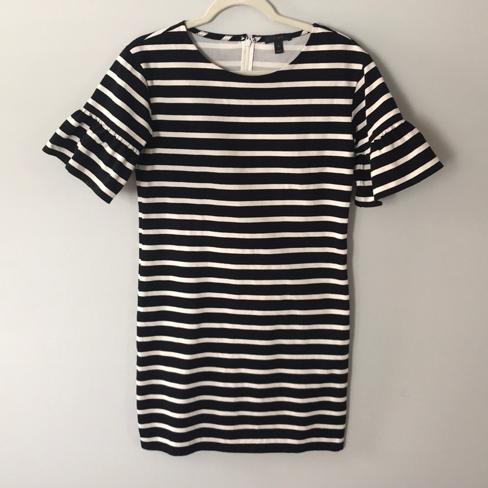 J.Crew striped ruffle dress